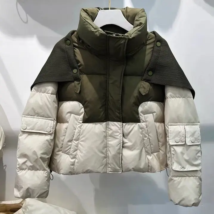 

2023 Winter New Short Down Jacket Women Hot Sell Loose All Fashion Color Contrast Fried Street Foreign Style Bread Suit 433