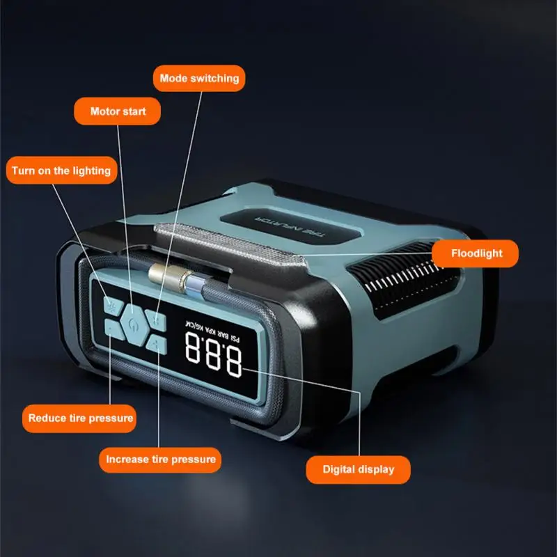 12V Car Air Pump Dual-cylinder Electric Air Compressor Inflatable Pump 150 PSI With LED Lamp Digital Tire Inflator Car