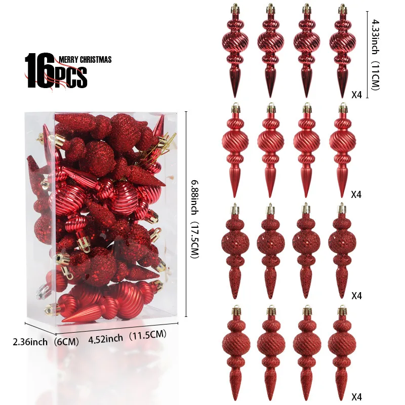 16Pcs/box Christmas Balls Christmas Tree Ornaments Ball Xmas Hanging Tree Party Decoration 2026 New Year Navidad Gifts Accessory