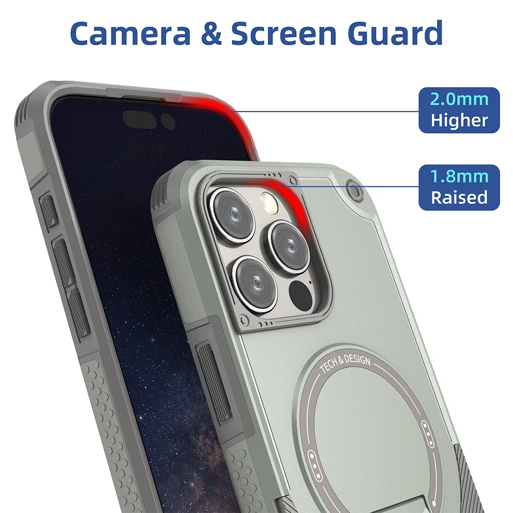 Durable Magnetic Wireless Charging Phone Case with Invisible Stand