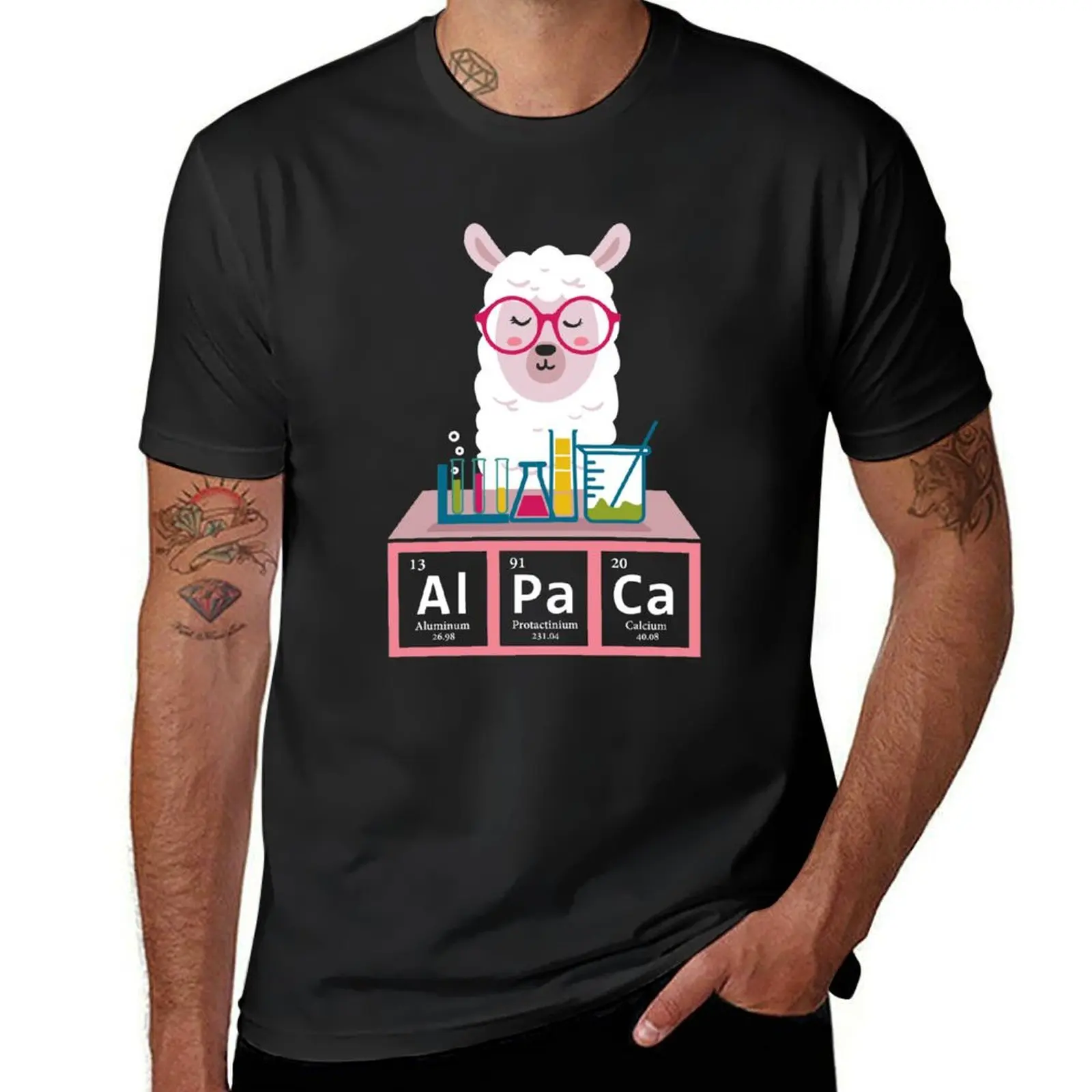 Alpaka-Periodensystem-T-Stück, Lama-design, Chemie-design design T-Shirt anime customs plus size tops fitted t shirts for men