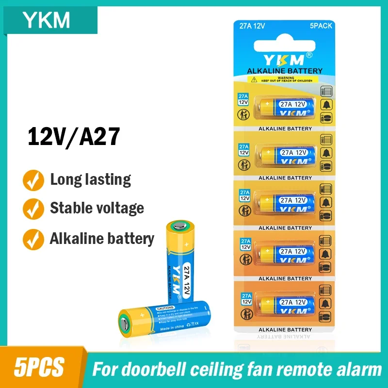 Pile Stilo Lot 5 Piles 27A 12V Alcalines - Piles LR27A V27A Pour Ouvre-porte Garage, Alarmes Pile L828 27a 12v