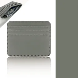 Vibrant PU Leather Card Wallet - Sleek & Stylish Card Organizer (GRAY)