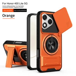 Magsafe Magnetic Military Armor Phone Case with Foldable Holder and Camera Protection - HONOR 400 Lite (SJia - Orange)
