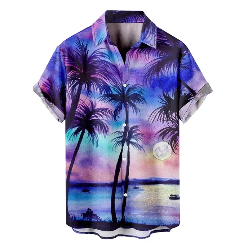Camisas de cocotero 2024 para hombre, camisa hawaiana con estampado 3D para hombre, camisetas de playa de manga corta 6xl, camisetas de moda, blusa Mal Camisa