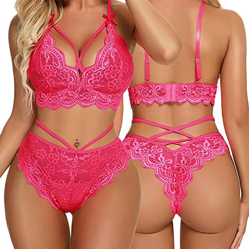 Hot Perspective Sexy Lingerie Women Lace Bra Cross Belt Brief Sets Sexy Underwear Set Erotic Lingerie Sleepwear For Woman women lingerie set women underwear set sexy bra set