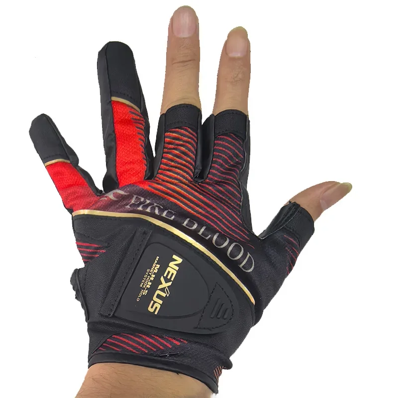 Cycling Gloves Fishing Gloves 1 Pair Soft Leather Fishing Gloves for Men Anti Slip 3 Fingers Cut Sports Gloves Hiking Cycling Fishing Wear-resistant