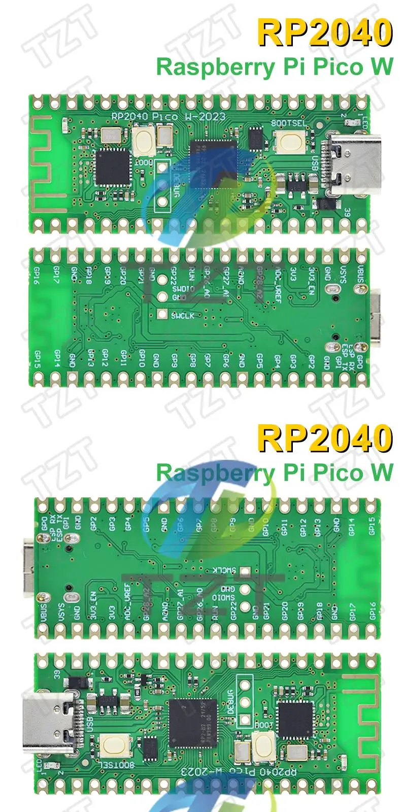 1/3 Stück RP2040 Raspberry Pi Pico W Board mit 2,4G Micro Dual-Core 264KB ARM Cortex-M0 Modul – Detail 3