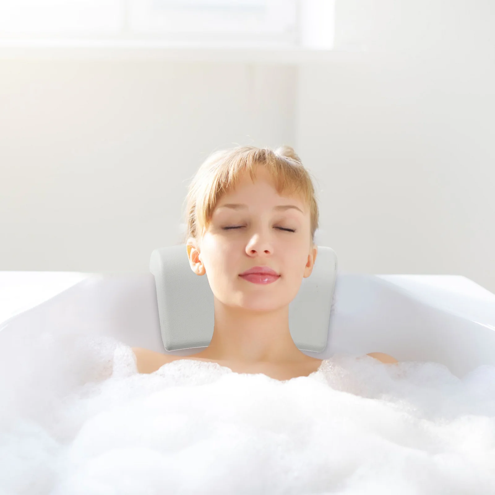 Cuscino Da Bagno, Poggiatesta Per Vasca Idromassaggio Antiscivolo Morbido E Impermeabile Con Ventosa Cuscino Da Bagno Per Collo Bianco 97262767