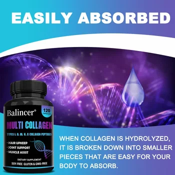 Multi-Collagen Capsules - Maintain Joint, Bone, Nail Health, Nourish Hair, Reduce Wrinkles - Antioxidant - Skin Care Supplement 6