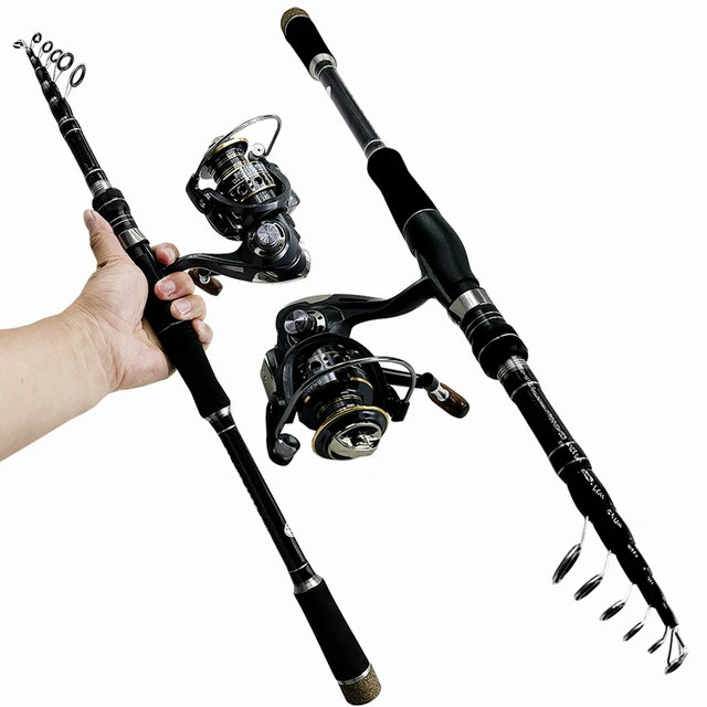 Baitcasting Spinning Fishing Rod Combo 1.8-2.4M High Carbon Telescopic Rods  and 7.2:1 Casting Reel Tackle Pesca for Bass Trout - AliExpress