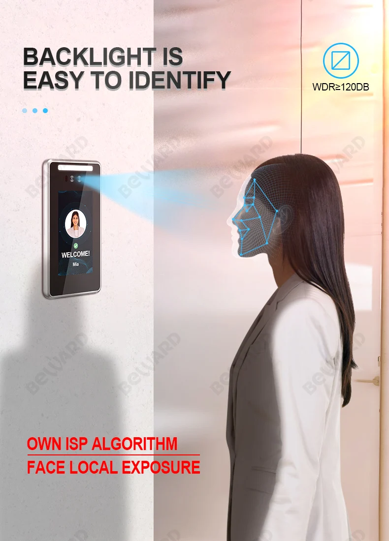 안면 인식 문짝 액세스 제어 시스템, 생체 인식, HTTP/MQTT 제공, 7 인치