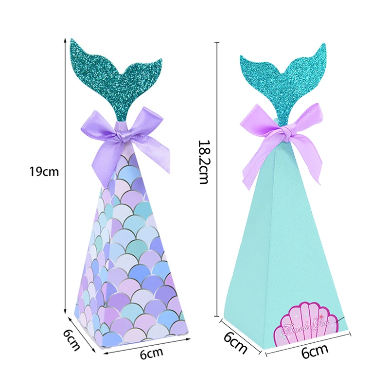 10pcs/set Plastic Gift Wrapping Bag, Cartoon Mermaid Tail Pattern Gift Bag  For Party