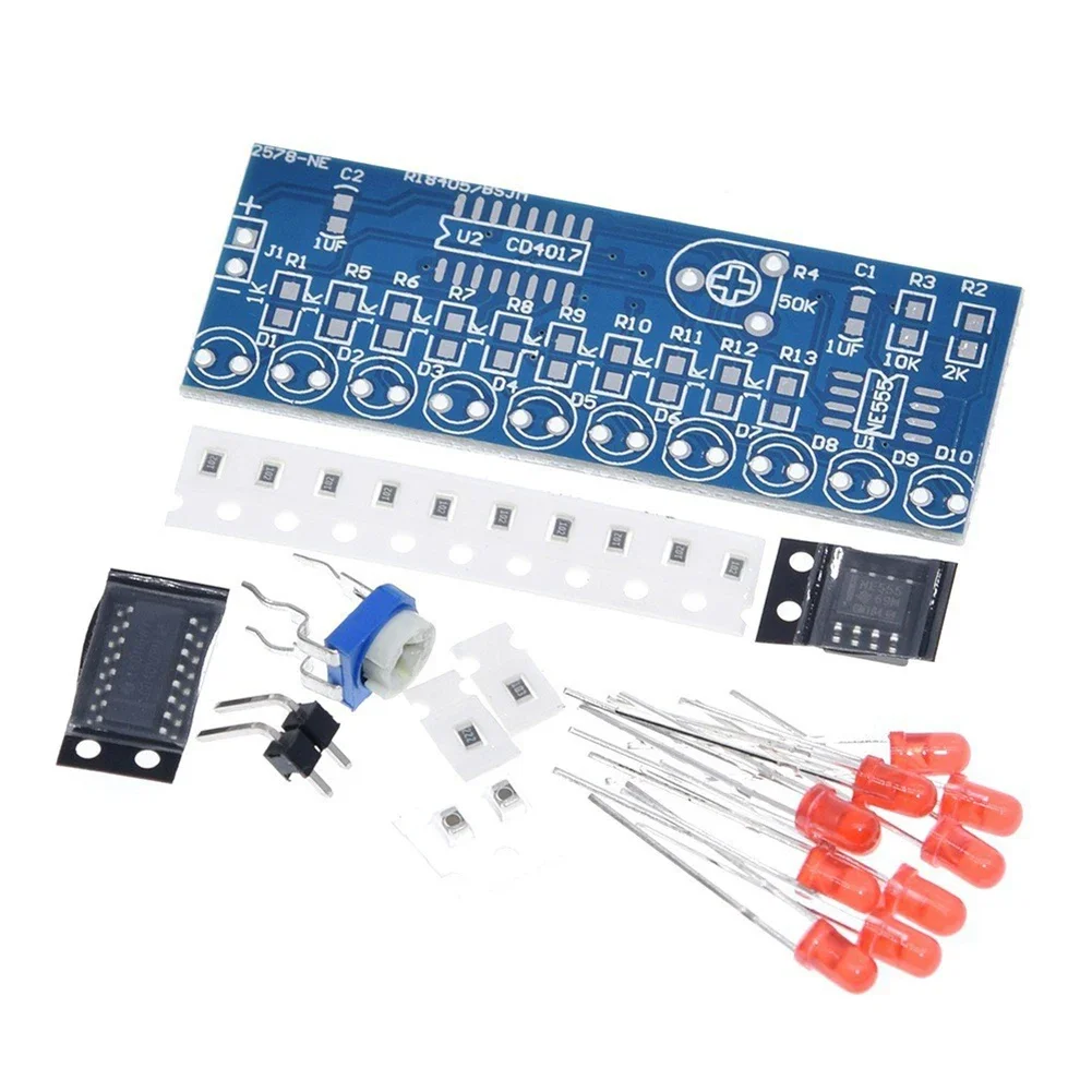 Smart Electronics Kits NE555+CD4017 Light Water Flowing LED Module DIY Kit
