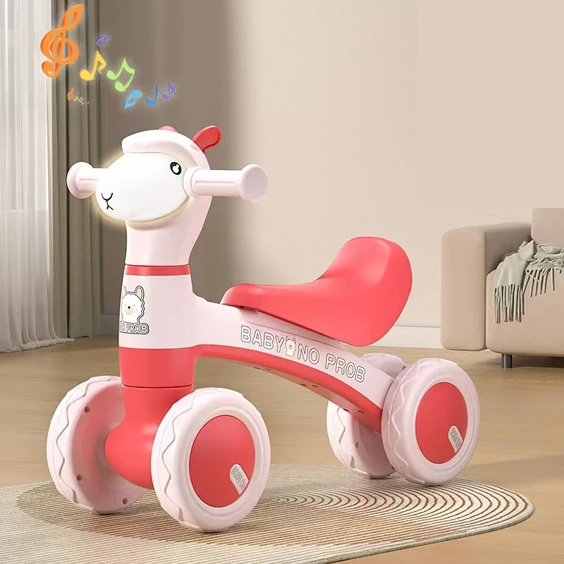 Upgraded Version Sliding Car Alpaca Scooter Four Wheel Balancing Car Baby Walking Cart for 1-3 Old Infants Child Learning Walker baby walker