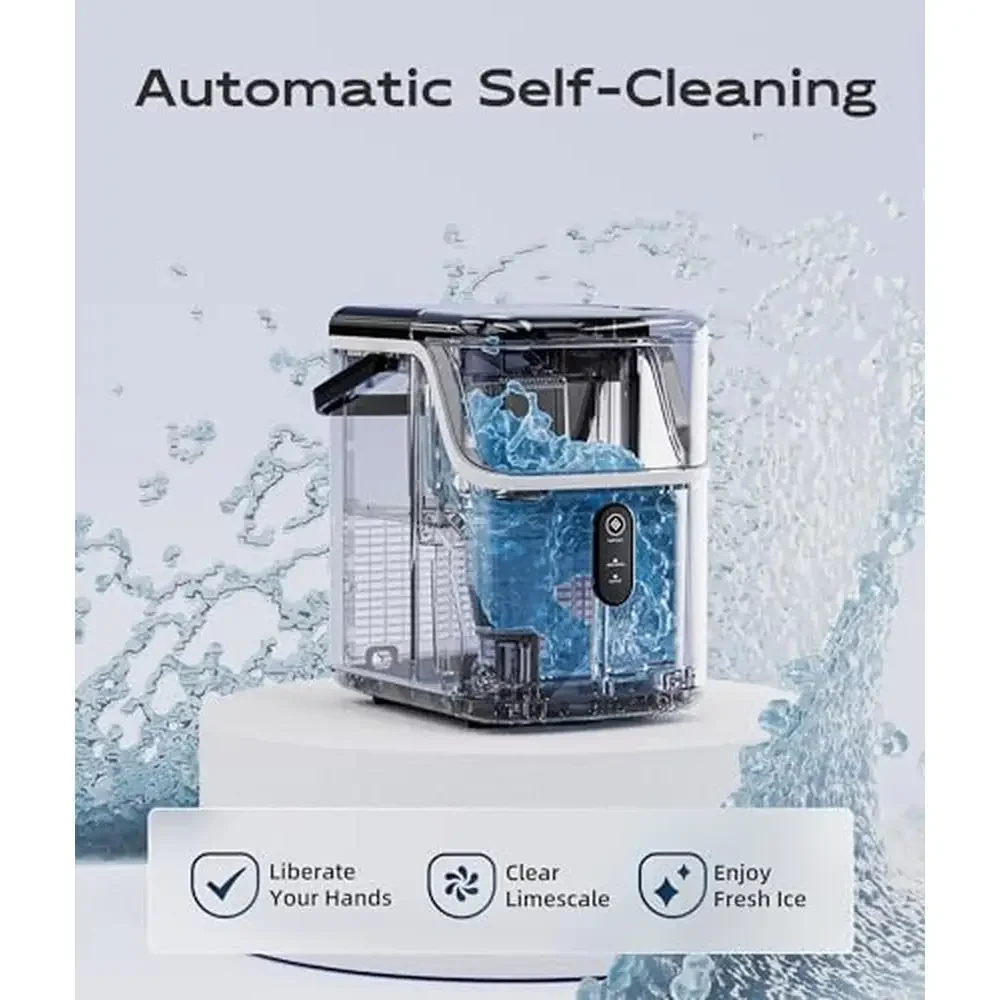 Crushed Pellet Nugget Ice Maker Machine 33lbs/24H Self-Cleaning Operation Easy Add Water Compact Design Portable Countertop Ice 5