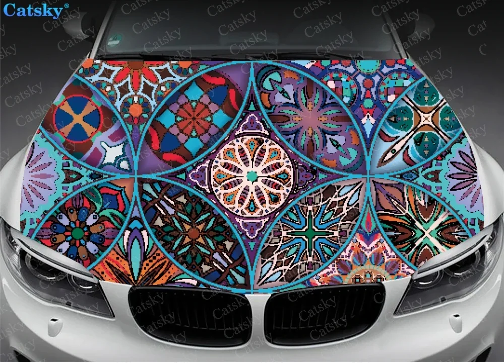 

Ethnic Style Printstyle,Mandala,Car Floor Mats,Car hood wrap lion decal, bonnet vinyl sticker, CUSTOM made to Fit Any Car