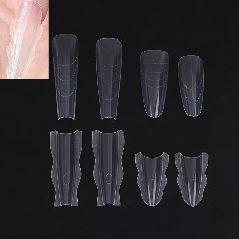 60pcs 샌드위치 네일 폼 빠른 네일 연장용 네일 몰드 초보자 전문가 여성용 플라스틱 네일 폼 도구