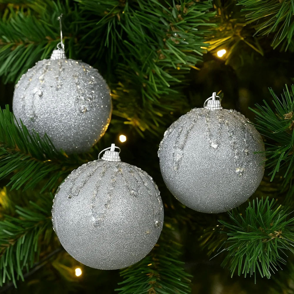 3 pcs/set Multi-Color Christmas Color Balls Glitter Hanging Decorations Christmas Decoration Balls Home Decor Sequin