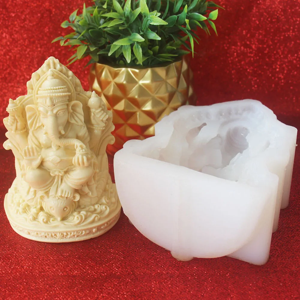Indischer Elefant Stamm Gott Modell Silikonform Garnesh Kerzenform Aromatherapie Gips Harz Ton Handwerk Heimdekoration Werkzeuge – Detail 14