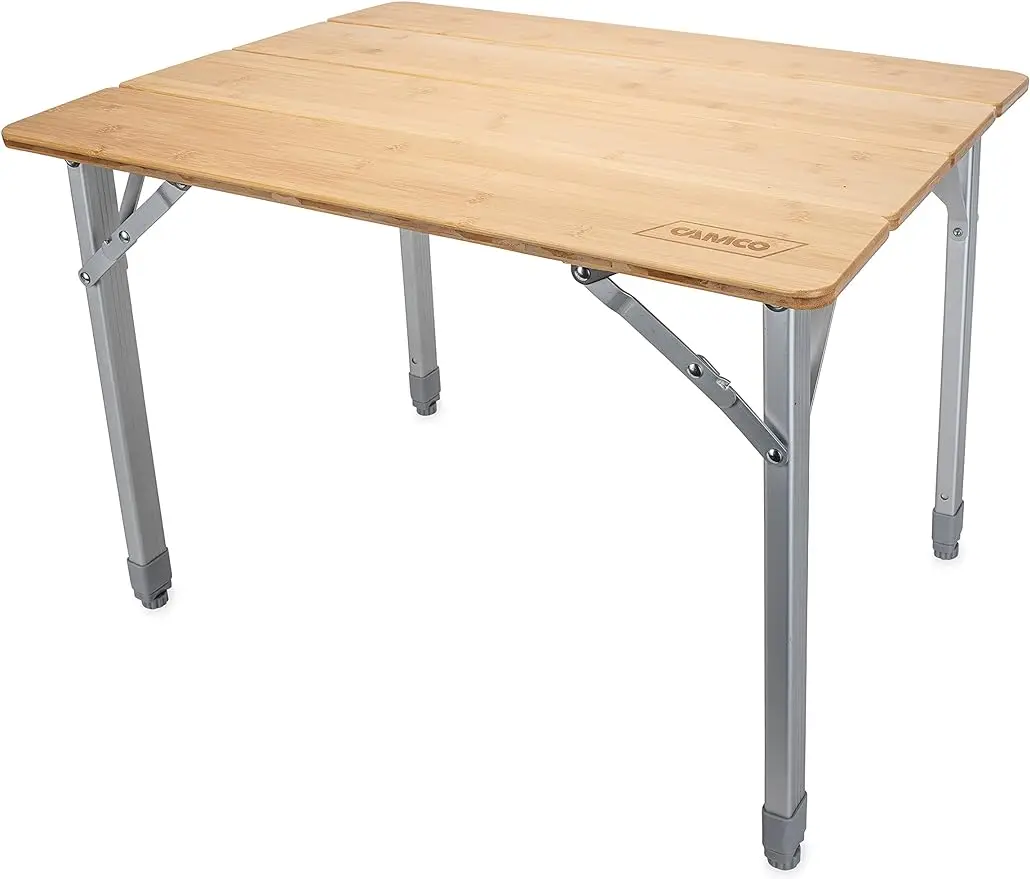 

Camco Folding Bamboo Table with Aluminum Legs | Natural Bamboo Top | Lightweight for Added Portability (51895)