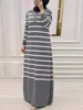 Eid femmes musulmanes Robe en tricot rayures Jalabiya caftan Islam robes longue Robe Ramadan maroc dubaï Abayas robes en tricot