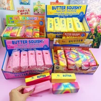 6/12/24PCS Pack Butter Squishy Toys Strawberry Rainbow Printed Stress Ball Slow Rebound Stress Relief Sensory Toys Gifts Bulk 2