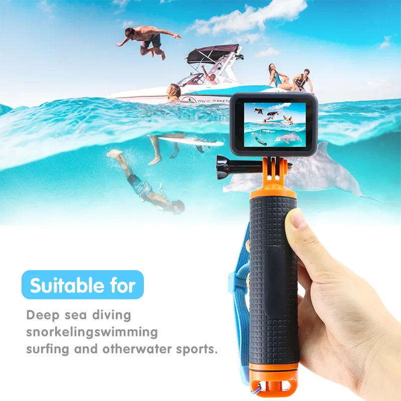 Description Picture 3 of itemAction Camera Handler Floating Hand Grip Holder Mount for GoPro 12 11 10 9 Insta360 X4 X3 Underwater Camcorder Diving Snorkeling