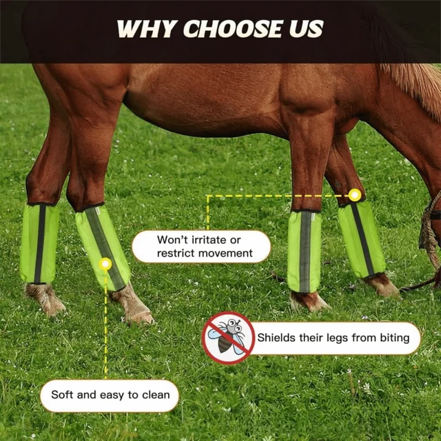 4Pcs Non Slip Horse Shoofly Leggings Breathable Comfortable Mesh Fly Leg Wraps Reusable Reduce Stomping Horse Fly Sheets 3
