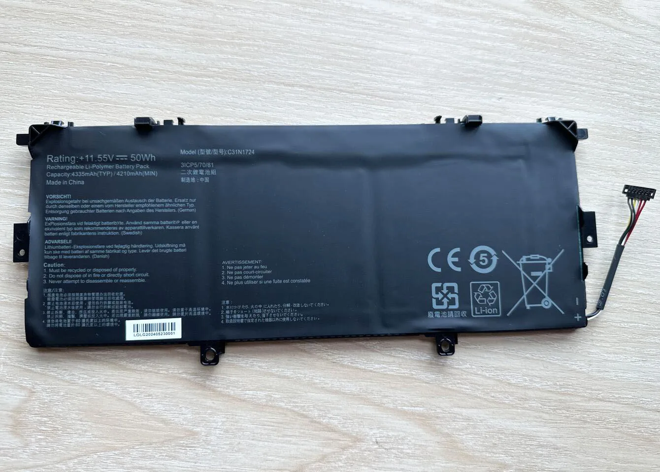 Bateria para Asus Zenbook 13 C31n1724 Ux331f Ux331ual U3100fal Ux331fal-eg017r Série Eg028t 0b20002760400 - Imagem 2