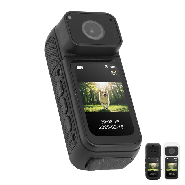 Body Worn Camera Portable POV Vlog Camera Recording 32GB 2.7K 180 Degree Rotatable Magnetic Hanging for Work Travel Pet Walking