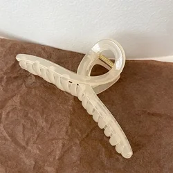 Elegant Acrylic Summer Hair Claw Clip for Women - Large, Fashionable Hairpin Accessory (Beige)