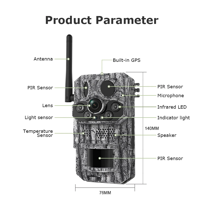2K Outdoor 4G Solar Cellular Trail Camera Hunting Trail Camera 3-PIRs Motion Act