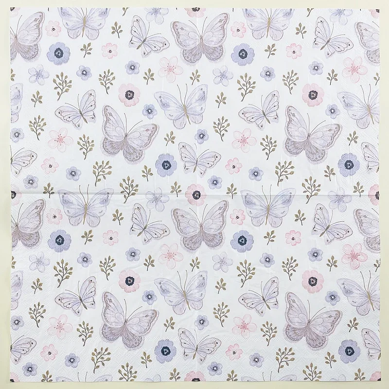 Serviettes En Papier Motif Fraises Et Papillons - Lot De 20, 33 X 33 Cm - 3 épaisseurs, Fabriqué En Allemagne