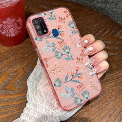 Charming Floral Design Shockproof Phone Case - Cute Flower Painted Back Cover for Samsung F41 (Pink)