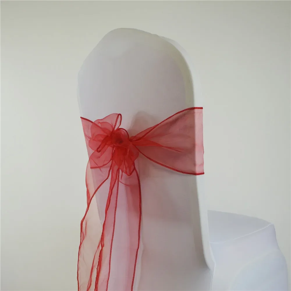 (50/100pcs) Organza Chair Sashes Bow Knot for Wedding Party Event Banquet Decoration Hotel Outdoor Party Chair Decors Supplies
