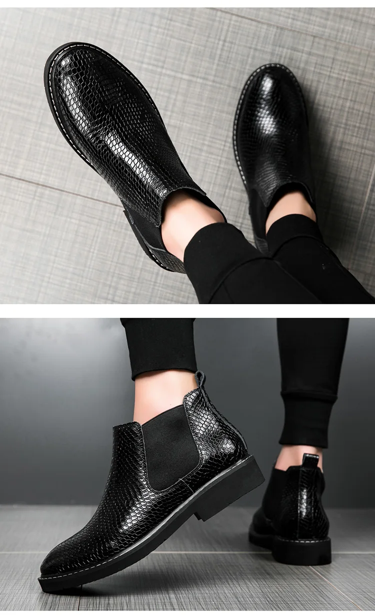 5CM Höhe Erhöhen Männer Chelsea Stiefel Aus Echtem Leder Dicken sohlen Aufzug Stiefel Alle-spiel Bequeme Stiefeletten Mann große Größe – Detail 16