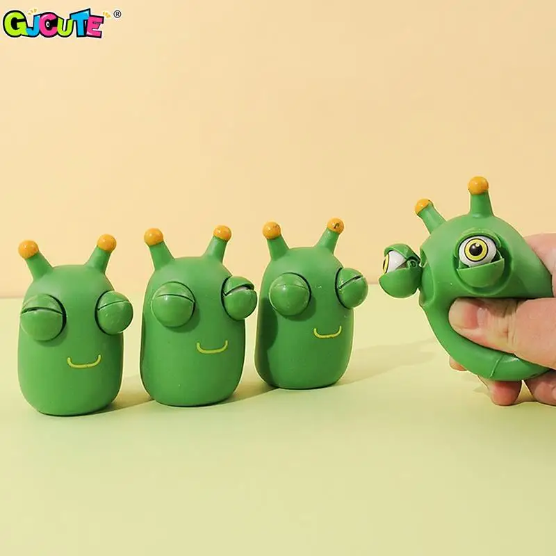 

Funny Grass Worm Pinch Toy Stress Relief Green Eye Popping Worm Squeeze Toys Anti-stress Bouncing Squishy Fidget Kids Party Gift
