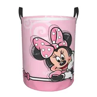 Custom Minnie Mouse Anime Cartoon Laundry Basket Collapsible Baby Hamper for Nursery Toys Organizer Storage Bins 1