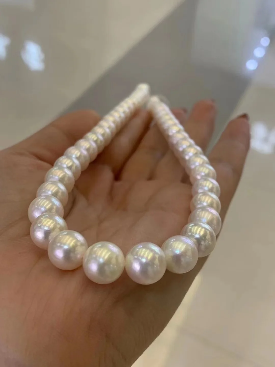 925 Sterling Silver Luxury Seawater Pearl Necklace 9-9.5mm Round Akoya Pearls Fashion Wedding Jewelry Accessories For Women