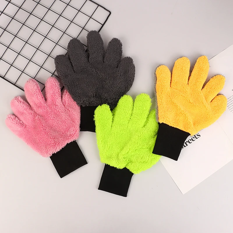 5-Finger Car Washing Glove Double-Faced Microfiber Auto Cleaning Mitt Scratch-Free Soft Car Care Detailing Wash Gloves