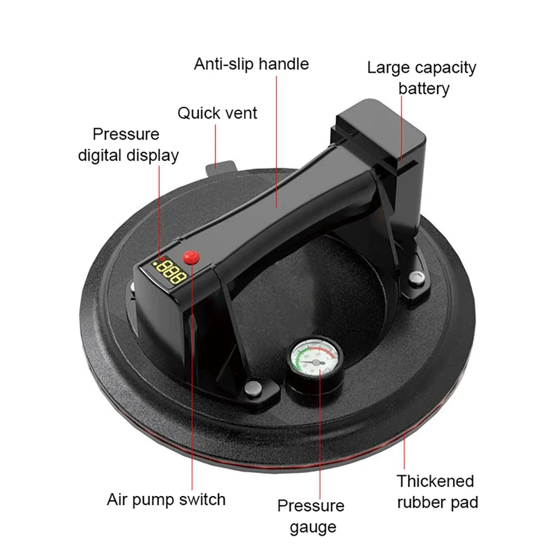 9Inch 240KG Air Pump Vacuum Suction Cups Powerful Heavy-Duty Strong Hand Pump Sucker Lifted Magnets Handling Tools Box Pack