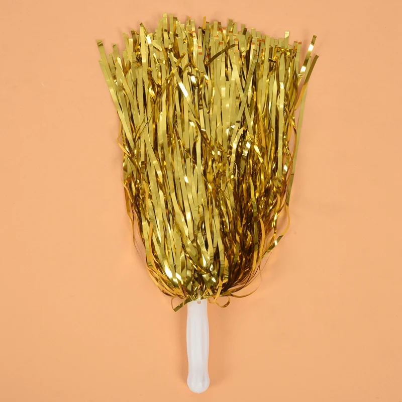 24Pcs Cheerleading Pom Poms Metallic Foil Cheer Pom Poms With Plastic Handle For Adults Kids Cheerleaders Party