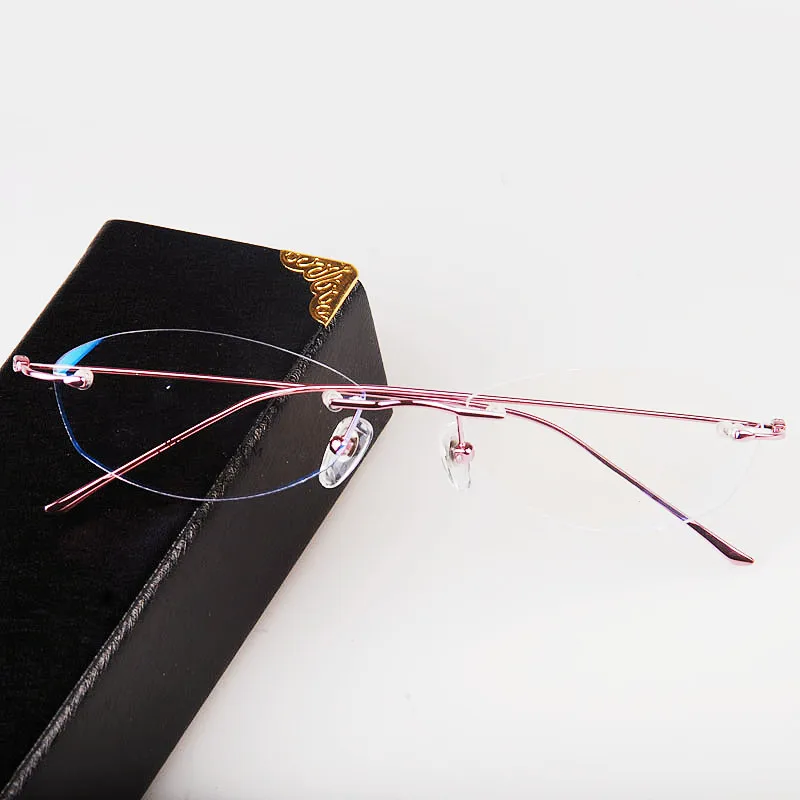 Designed Women Rimless Glasses Pure Titanium Eyeglasses Optical Frame Prescription Frameless Spectacle Simple Line Temple 1280