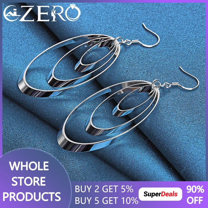 

ALIZERO 925 Sterling Silver Three Round Circle Drop Earrings For Women Charm Wedding Fashion Party Jewelry Holiday Gift