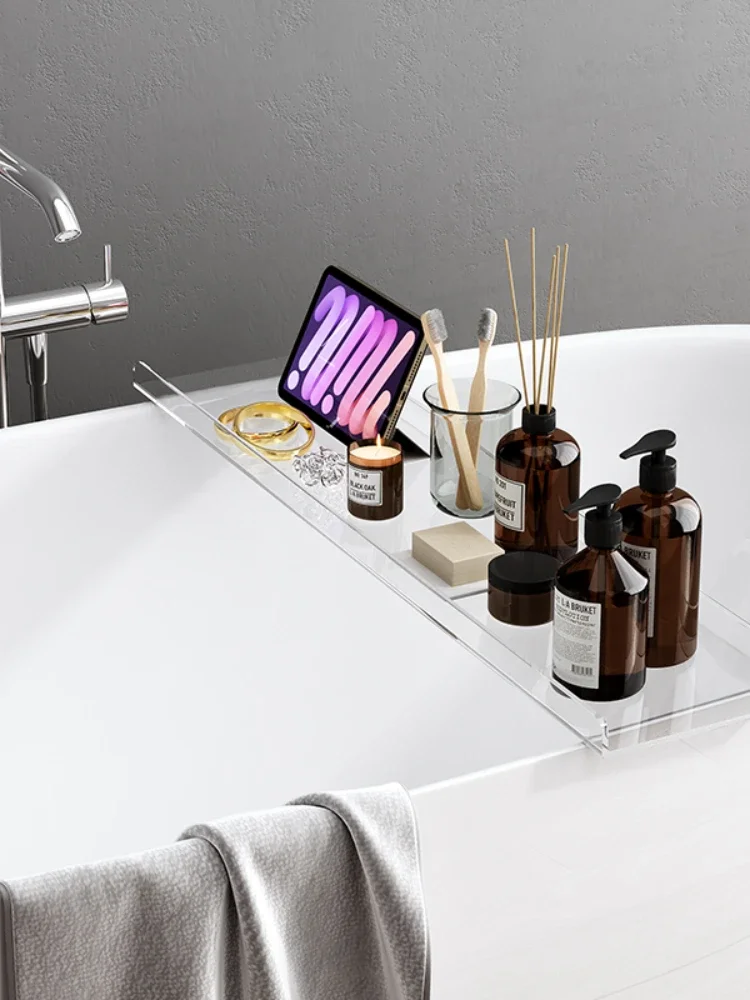 Extendable Bathtub Trays Multifunctional Shelf European Plastic Bathtub Trays Transparent Bandejas Storage Organizer WW50BT