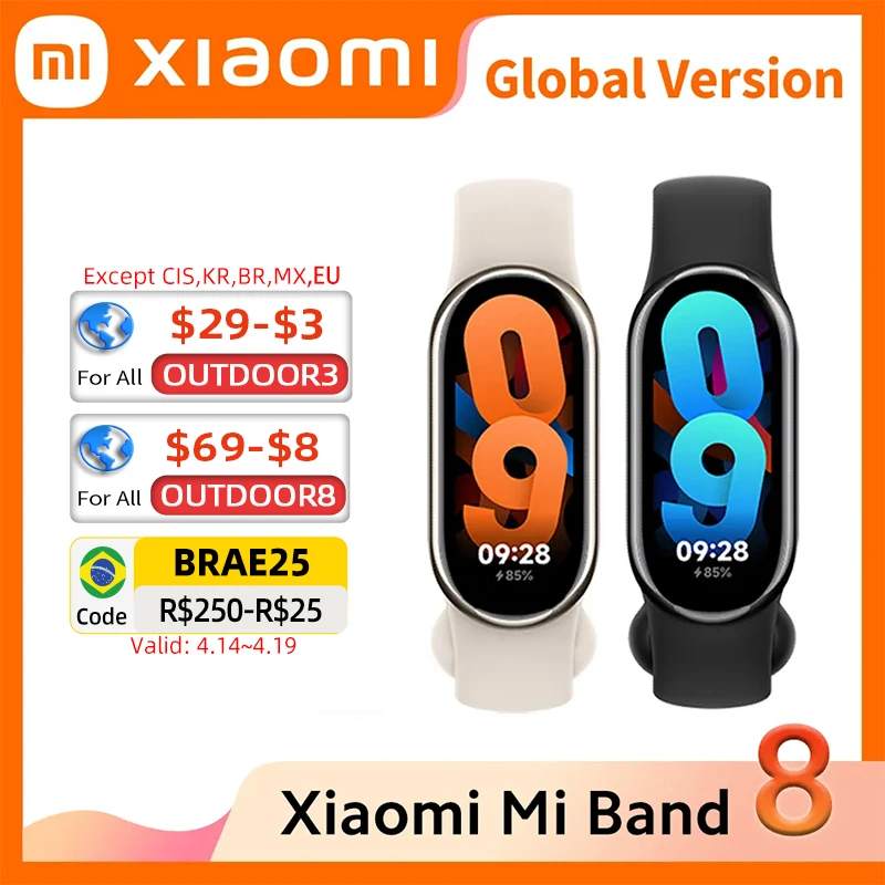 

Global Version Xiaomi Mi Band 8 Heart Rate Blood Oxygen Monitoring 1.62" AMOLED Touch Display 150+ Fitness Modes 190mAh Battery