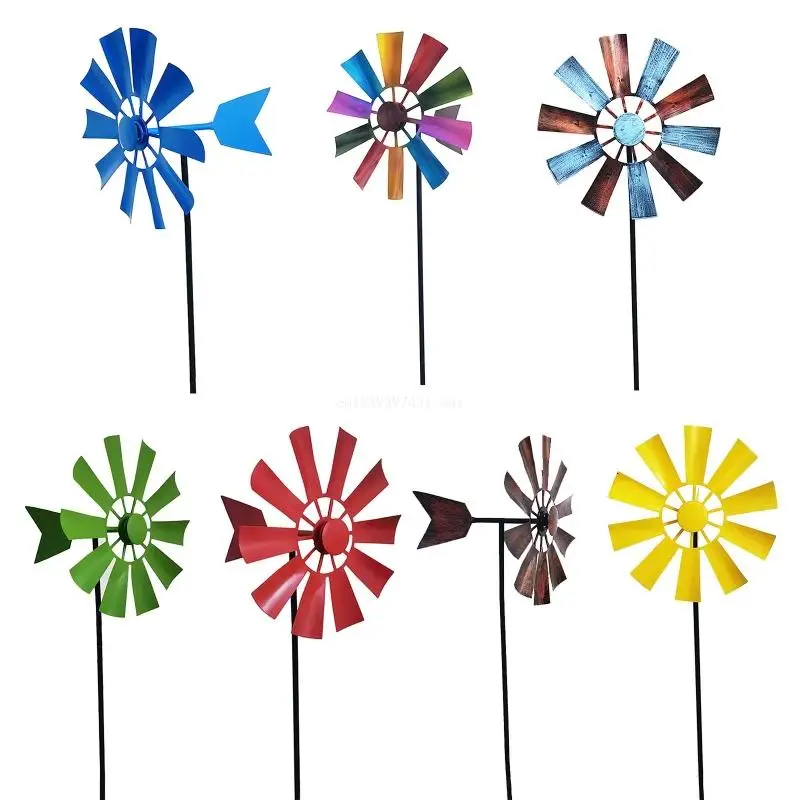 

Wrought Iron Rotating Windmill Metal Wind Spinner Landscape Ornament for Outdoor Courtyard Yard Lawn Pinwheel Decor Dropship