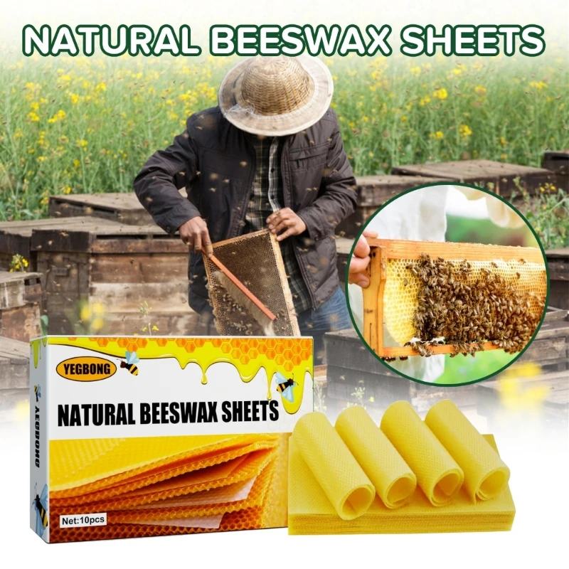 10pcs-Beehoney-Sheets-Wax-Foundation-Beekeeping-Equipment-Beehoney-Comb-Frame-Beeswax-Sheets-for-Candle-Making-13x9cm.jpg 10 db Beeehoney Sheets Viasz Alapítvány Méhészeti Felszerelés Méhész Fésű Keret Méhviasz Lepedők Gyertya Készítéséhez 13X9Cm - Image 4
