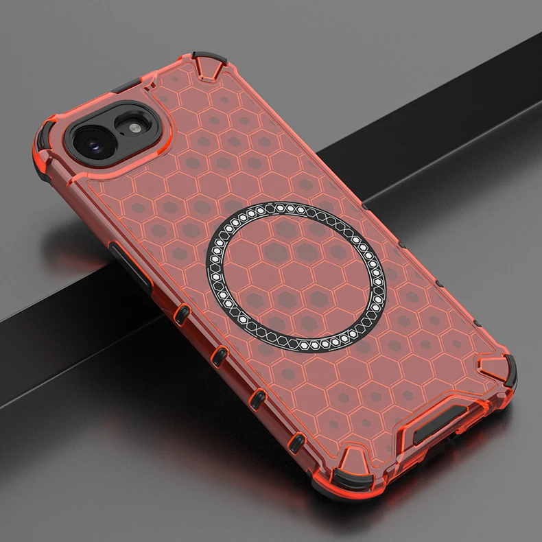 Honeycomb Texture MagSafe Compatible Protective Case with Magnetic Drop Protection